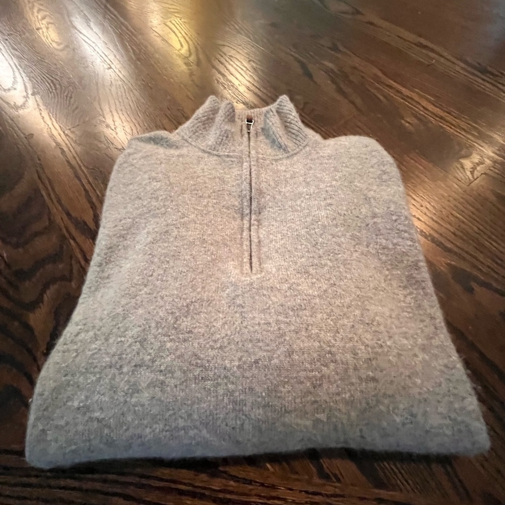 Nordstrom Soft Cashmere Grey Quarter Zip Pullover